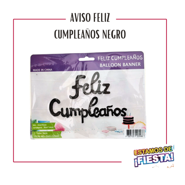 AVISO FELIZ CUMPLEAÑOS (LETRA CURSIVA)