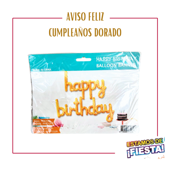 Aviso Happy Birthday (Letra Cursiva)