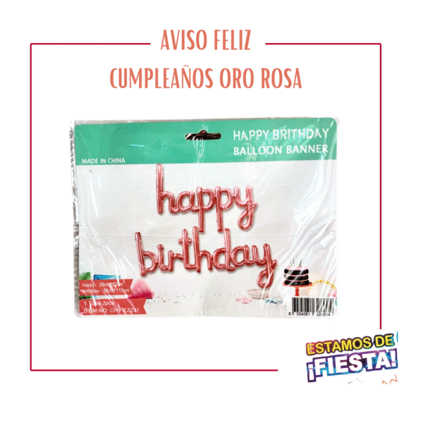 Aviso Happy Birthday (Letra Cursiva)