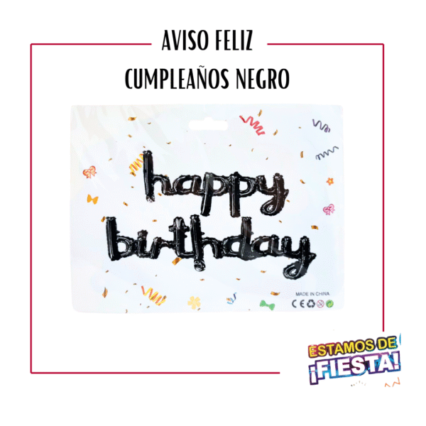 Aviso Happy Birthday (Letra Cursiva)
