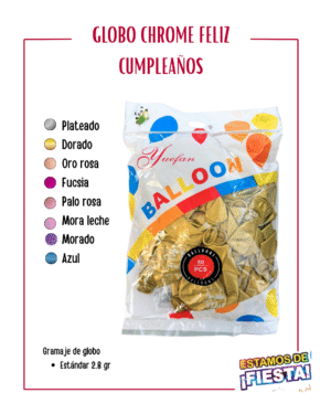 GLOBO CHROME FELIZ CUMPLEAÑOS