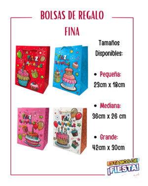 70 BOLSA DE REGALO FELIZ CUMPLEAÑOS FINA- I MODELO