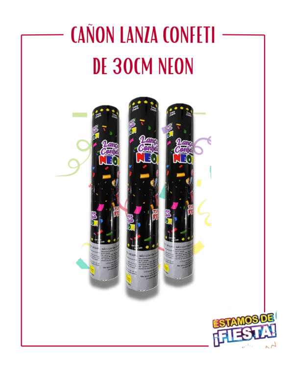 CAÑON LANZA CONFETI DE 30CM NEON