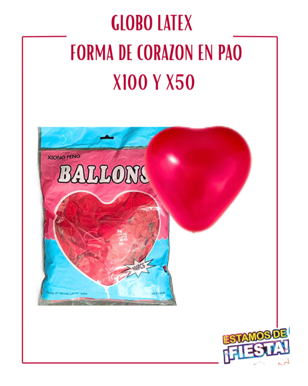 GLOBO LATEX FORMA DE CORAZON EN SOLAPA