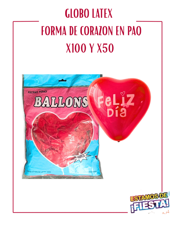 GLOBO LATEX FORMA DE CORAZON EN SOLAPA