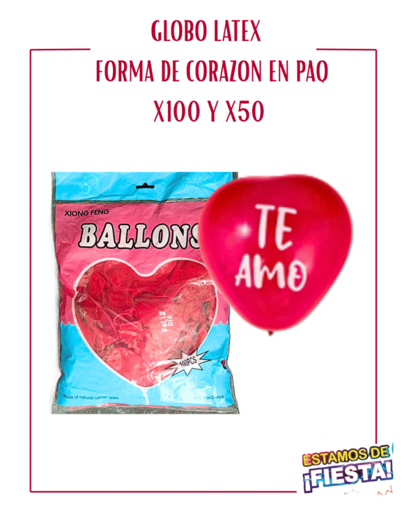 GLOBO LATEX FORMA DE CORAZON EN SOLAPA
