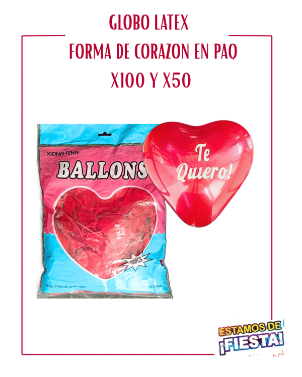 GLOBO LATEX FORMA DE CORAZON EN SOLAPA