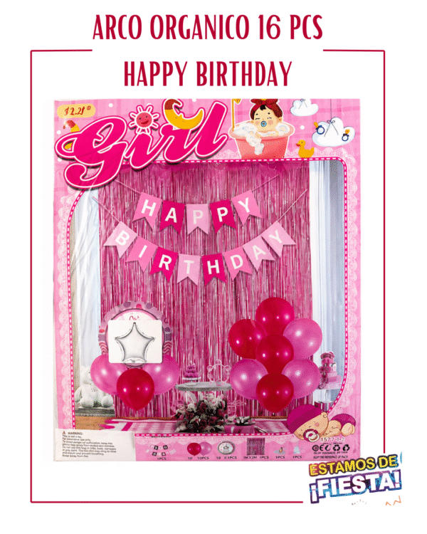 ARCO ORGANICO DE 15/16PCS HAPPY BIRTHDAY Y REVELACION