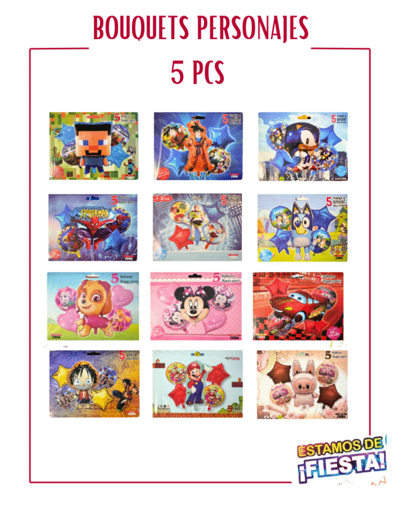 BOUQUETS DE PERSONAJES DE 5PCS